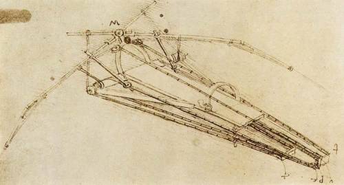 Afamous sketch by leonardo da vinci showed an early version of a locomotive an airplane. an 18-wheel