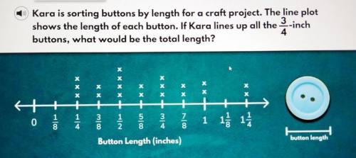 Kara is sorting buttons by length for a craft project.the line plot shows the length of each button.
