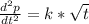 \frac{d^{2}p}{dt^{2}}=k*\sqrt{t}