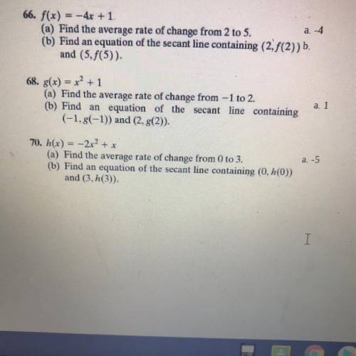 Please help. i need part b on 66, 68 and 70!