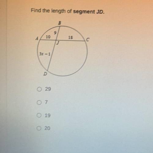 Find the length of segment JD