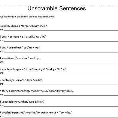 Unscramble sentences
AYUDAAA