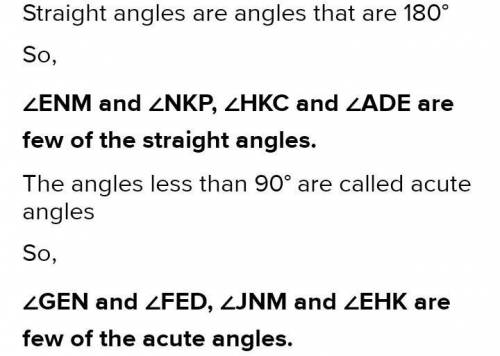 Partills Namo a pair of vertical angles, a straight angle, and two acute angios

other than 2GEN (1