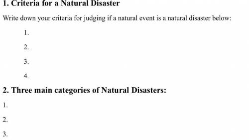 Geography natural disasters help pls